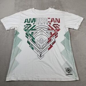 American Fighter Shirt Mens Medium White Red Green‎ Graphic Tee Athletic Premium